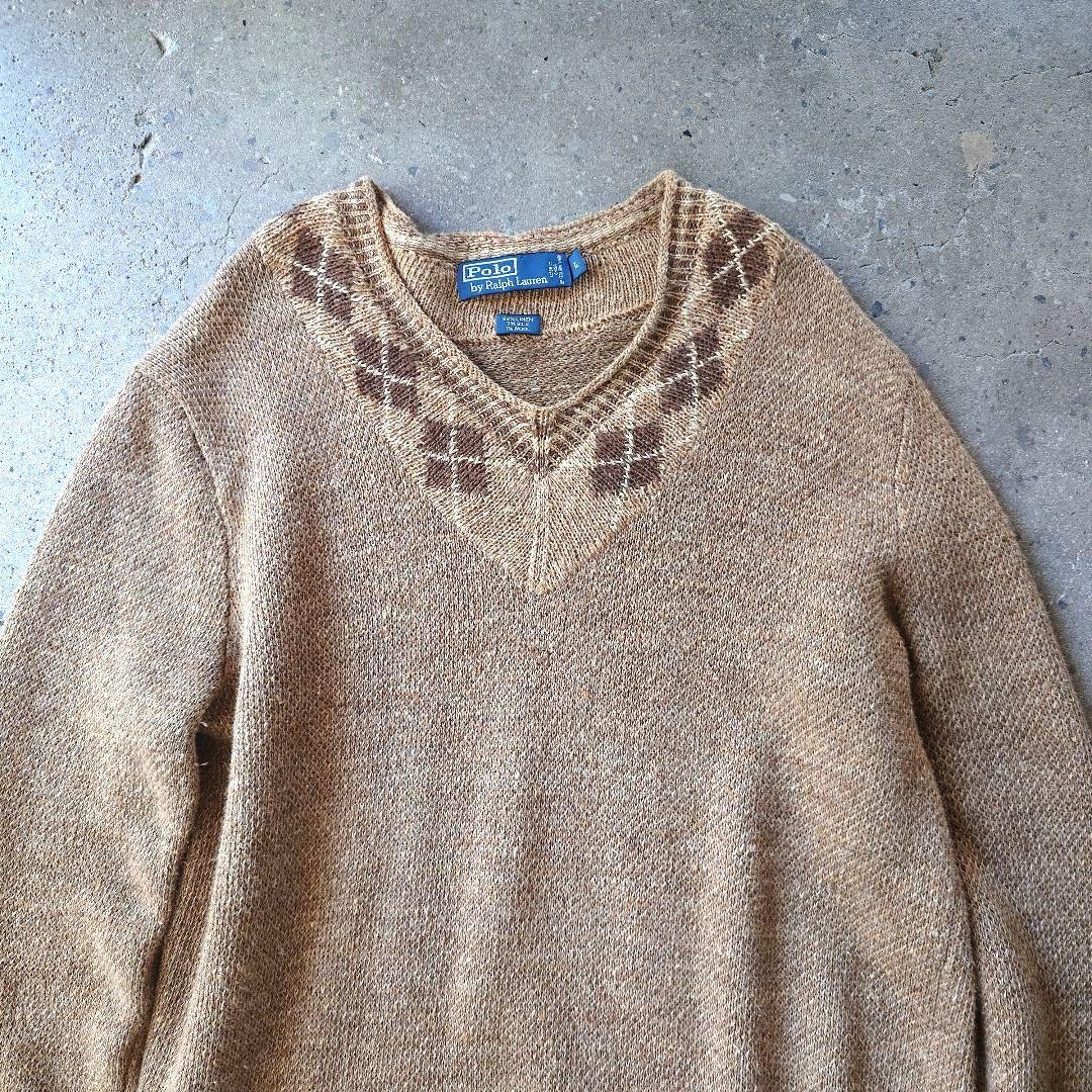 POLORALPH LAUREN V neck knit linnen&silk used