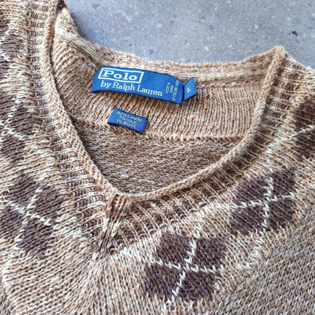 POLORALPH LAUREN V neck knit linnen&silk used
