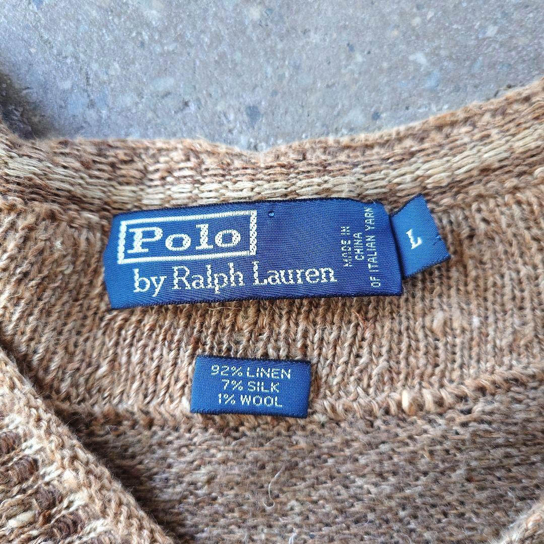 POLORALPH LAUREN V neck knit linnen&silk used