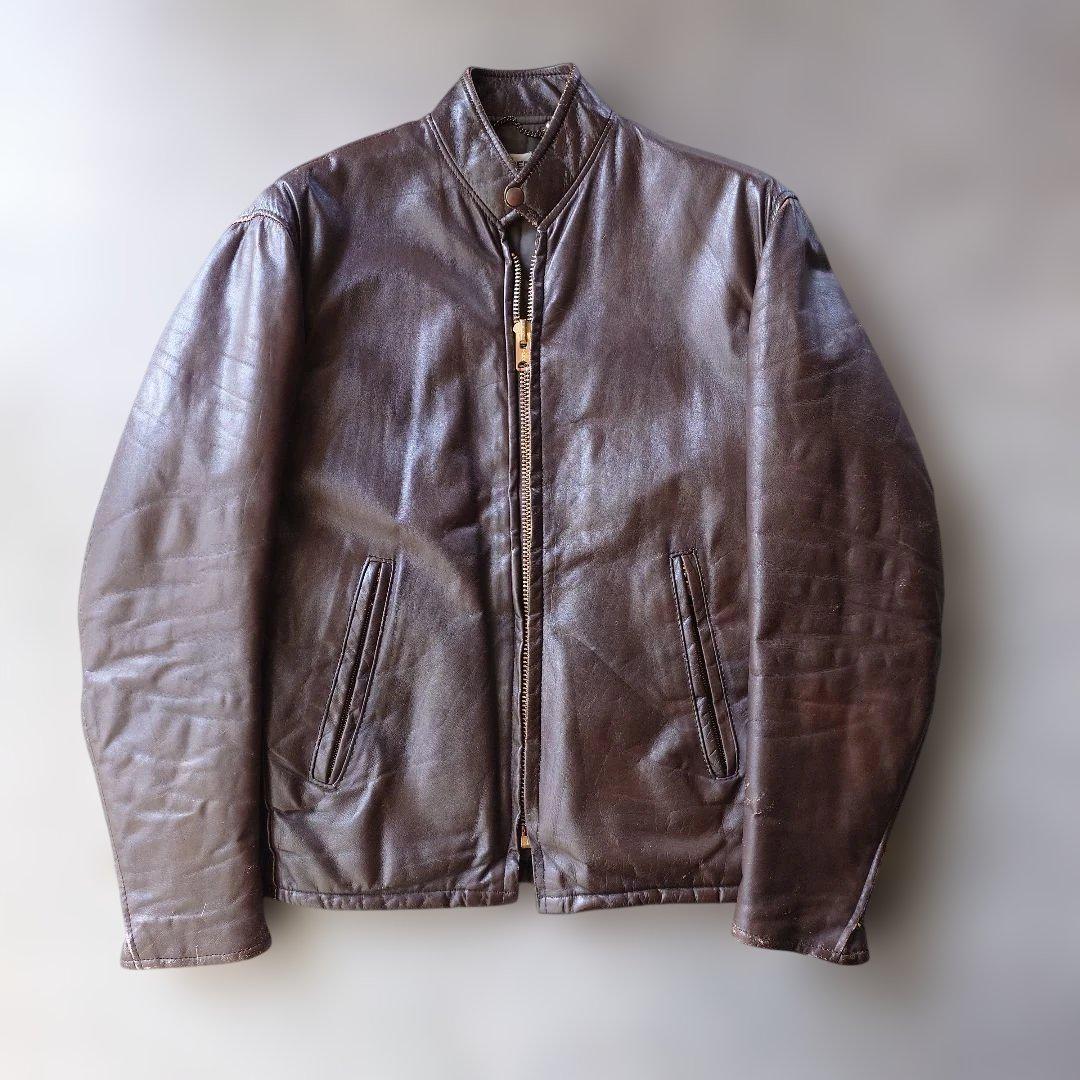 60s single riders leather jacket M~L
