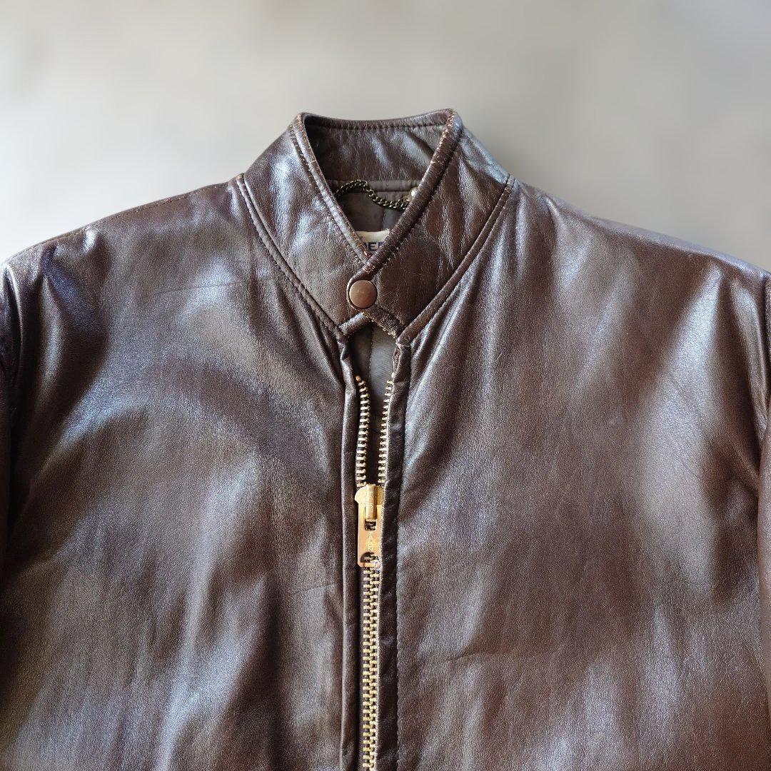 60s single riders leather jacket M~L