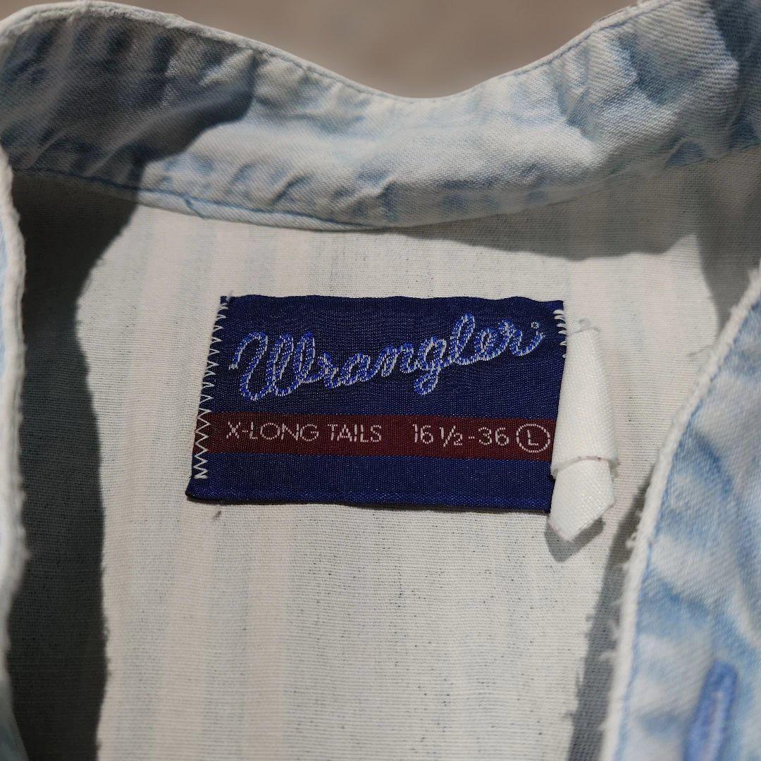 90s wrangler stand collar denim stripe shirts L