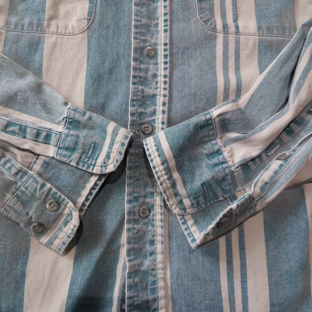 90s wrangler stand collar denim stripe shirts L