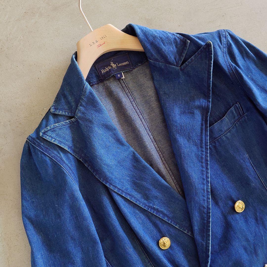 RALPH LAUREN indigo W Jacket レディース ラルフローレン ダブルインディゴデニムジャケット 金ボタン