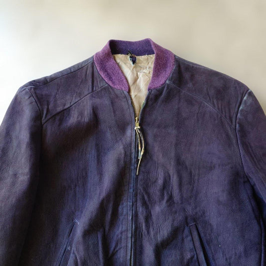 60s NUBUK leather zip jacket M~L