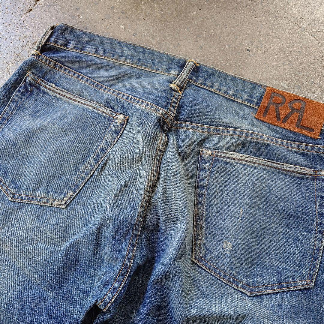 RRL slimfit jeans W34 L32スリムフィットデニム アメリカ製 加工ジーンズ W34 L32