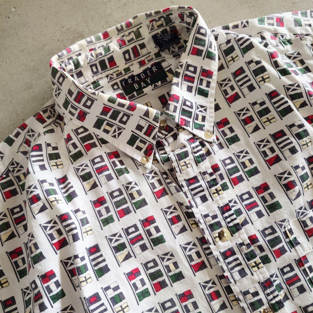 TRADER BAY FLAG PRINT SHIRTS XXLフラッグプリント 総柄 半袖シャツ XXL