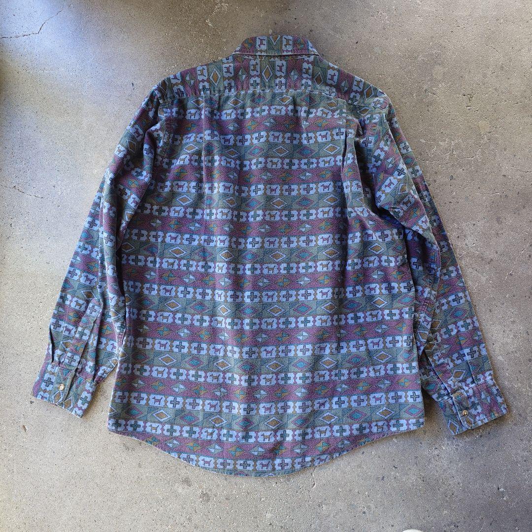 L.L BEAN shamore native shirts USA エルエルビーン シャモア プリント シャツ アメリカ製 M