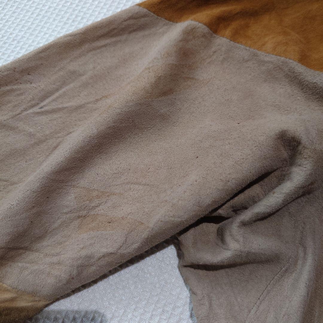 Used EURO women leather suede patchwork blouse