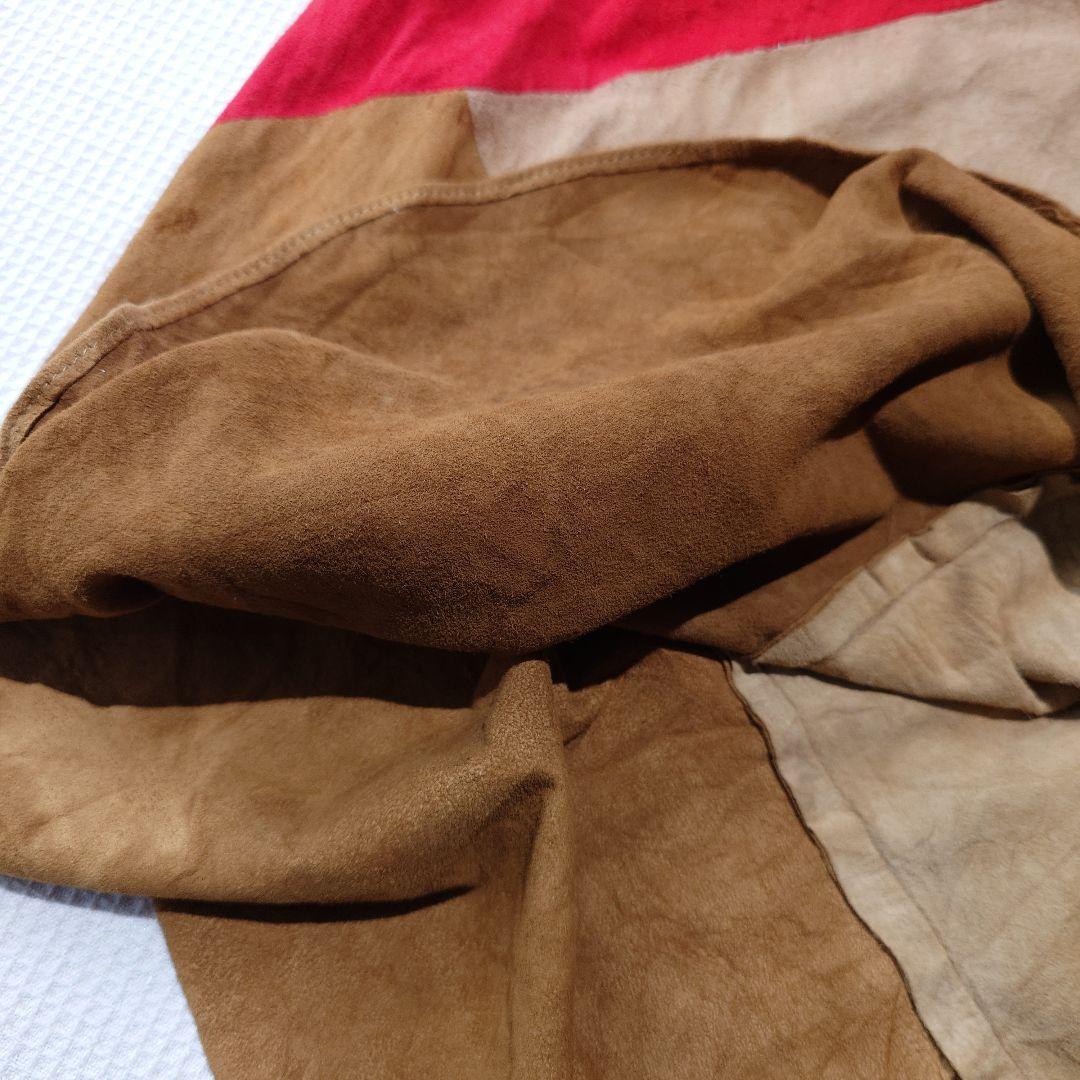 Used EURO women leather suede patchwork blouse