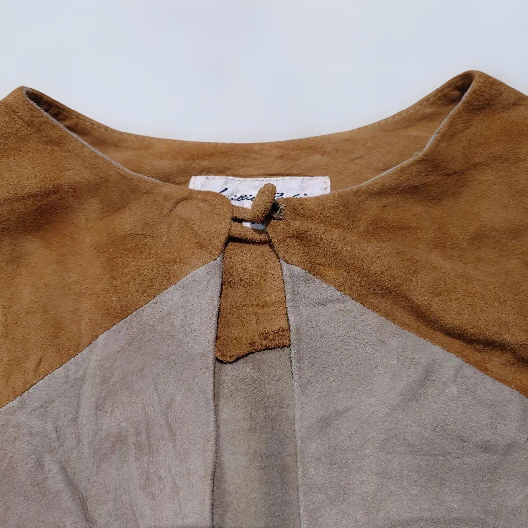 Used EURO women leather suede patchwork blouse