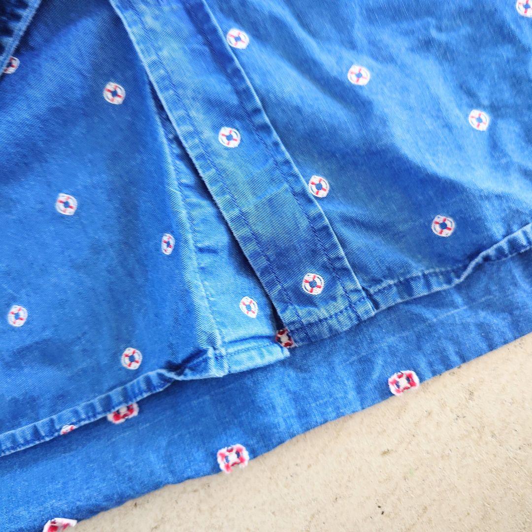 Used Indigo shirts 古着 インディゴ 和柄 小紋柄 シャツ XXL