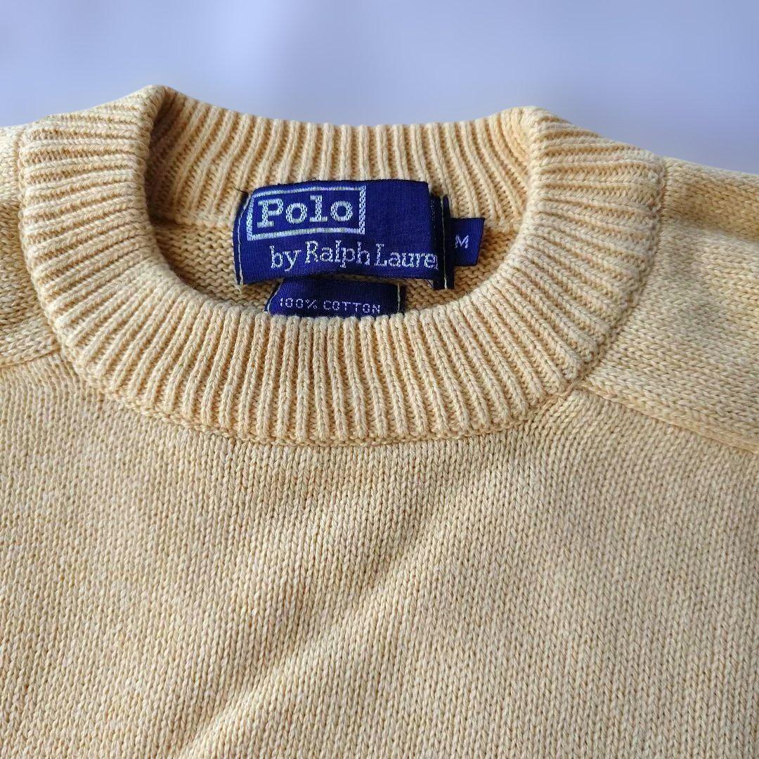 90s poloralphlauren cotton knit yellow M