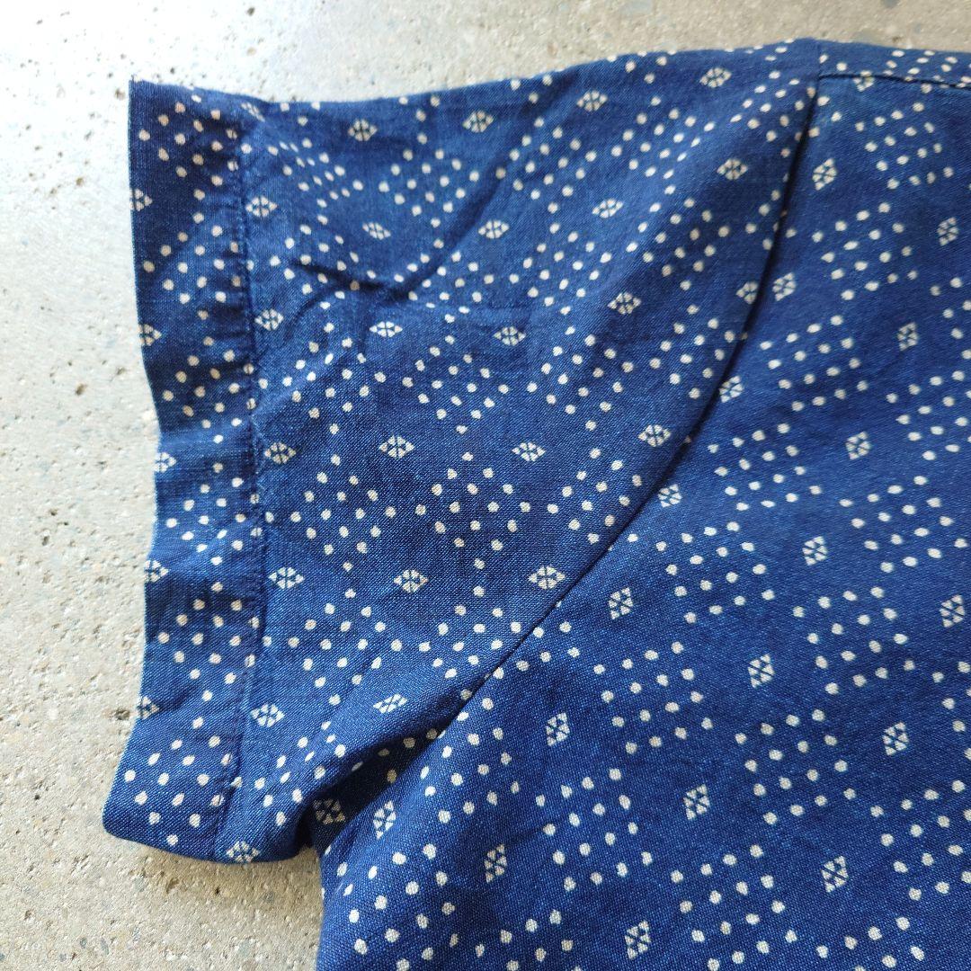 OLDNAVY indigo 抜染 print shirts M