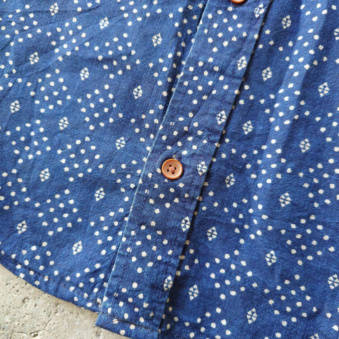 OLDNAVY indigo 抜染 print shirts M