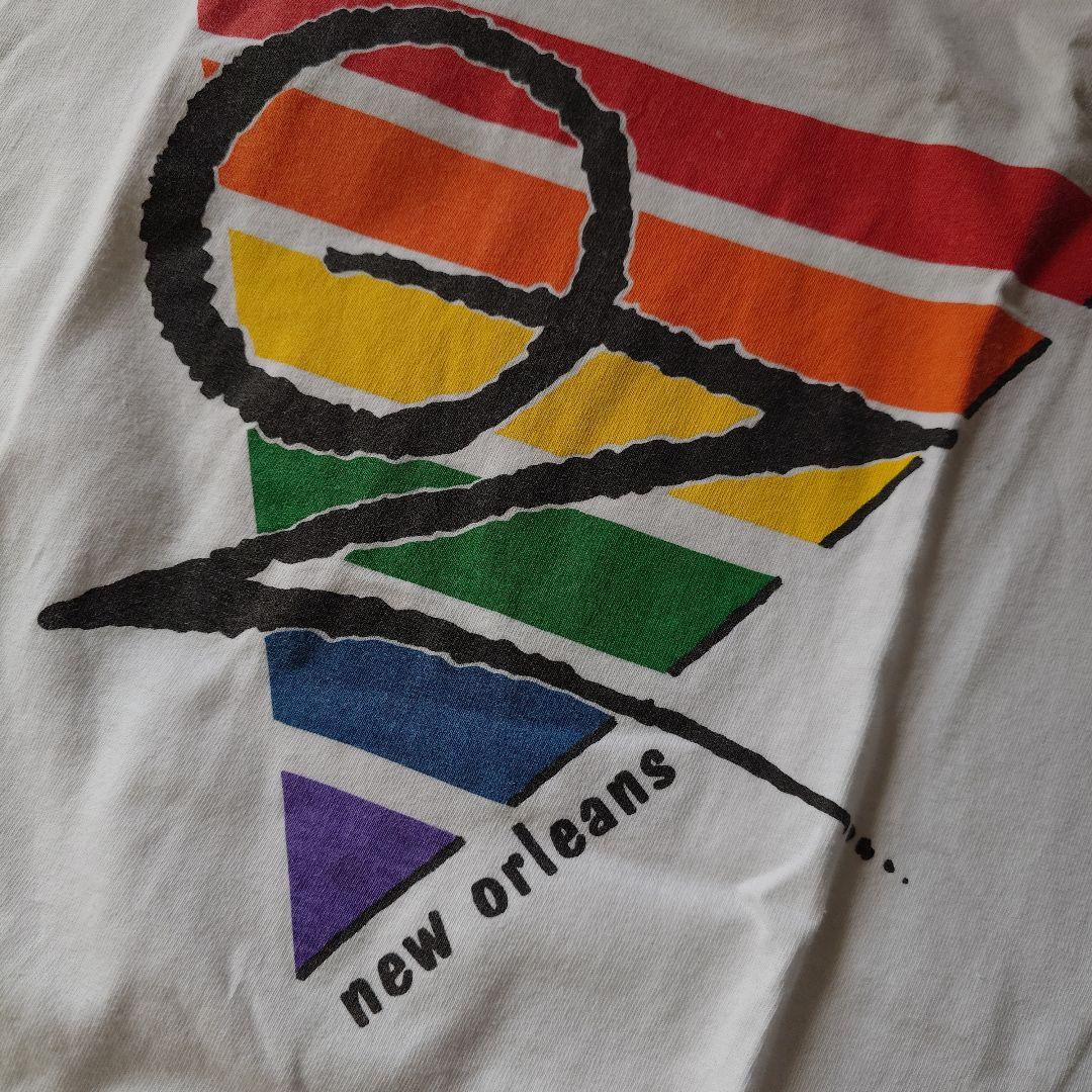 90s single used print tee L