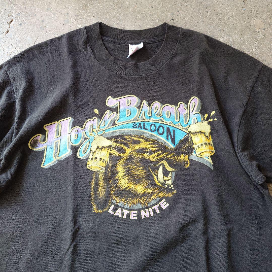Used print tee beer single 90s L