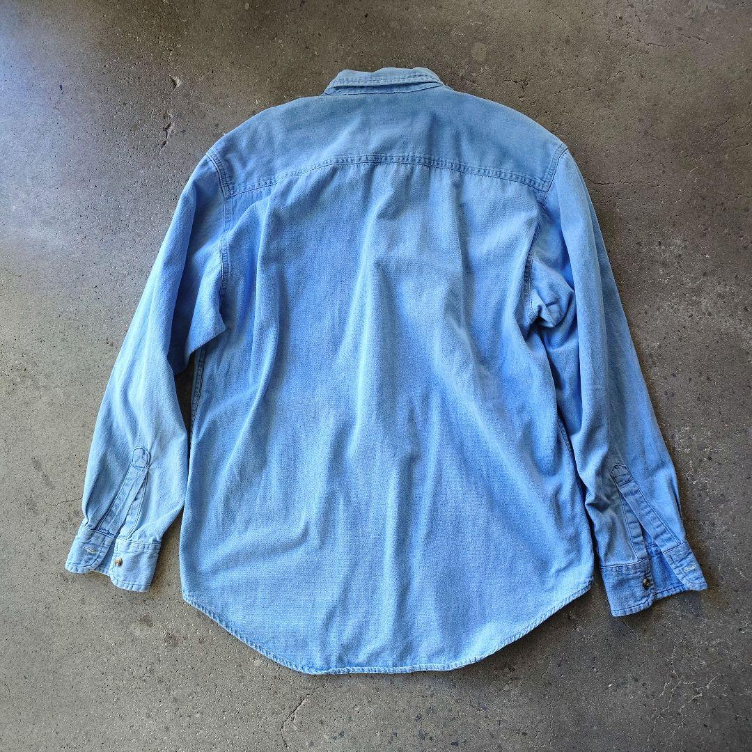 carhartt denim work shirts logo カーハート ユーズド デニム ワンポイントロゴ シャツ M