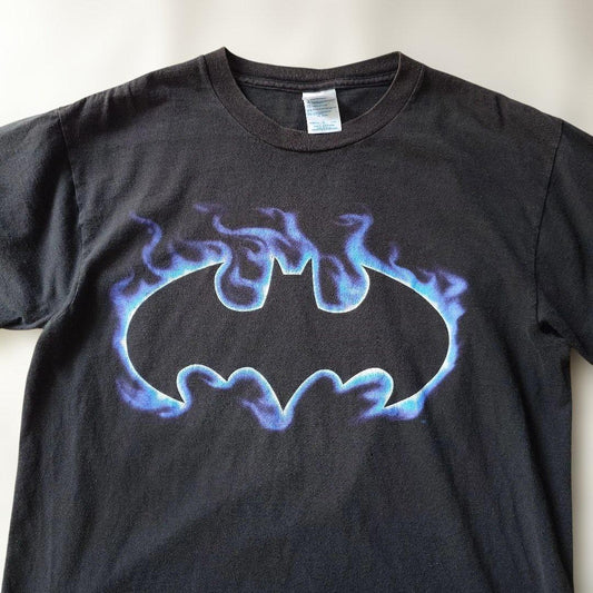 BATMAN logo blue fireflame TEE M