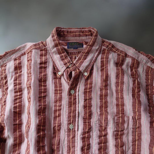 CHAPS seersucker stripe shirts L