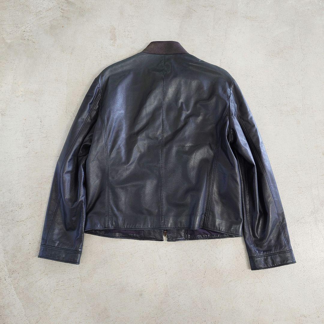 ARMANI single lamb leather jacket riders 50アルマーニ レザーシングルライダース 50 XL イタリア製