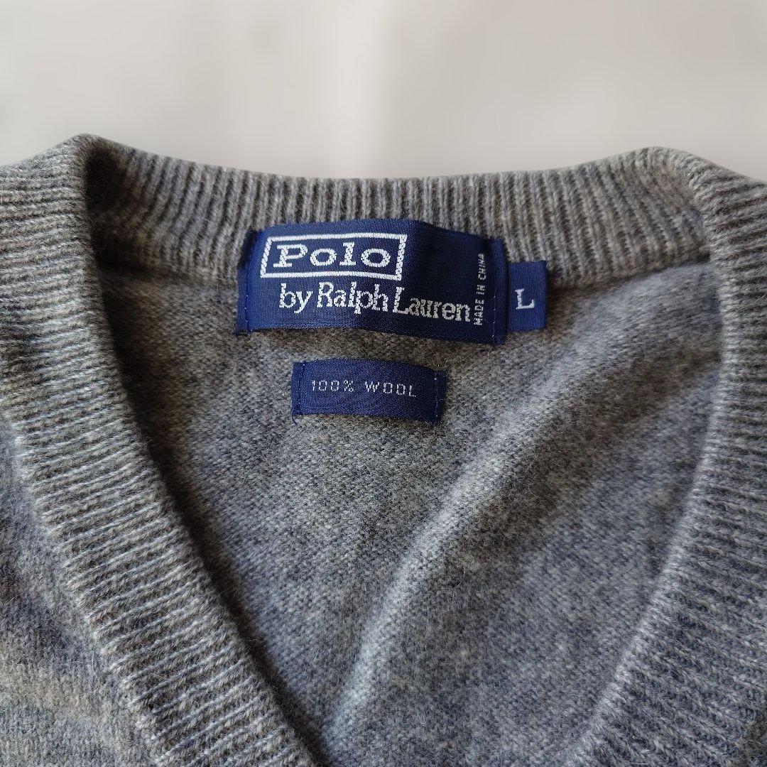 90s poloralphlauren lambs wool V neck knit L