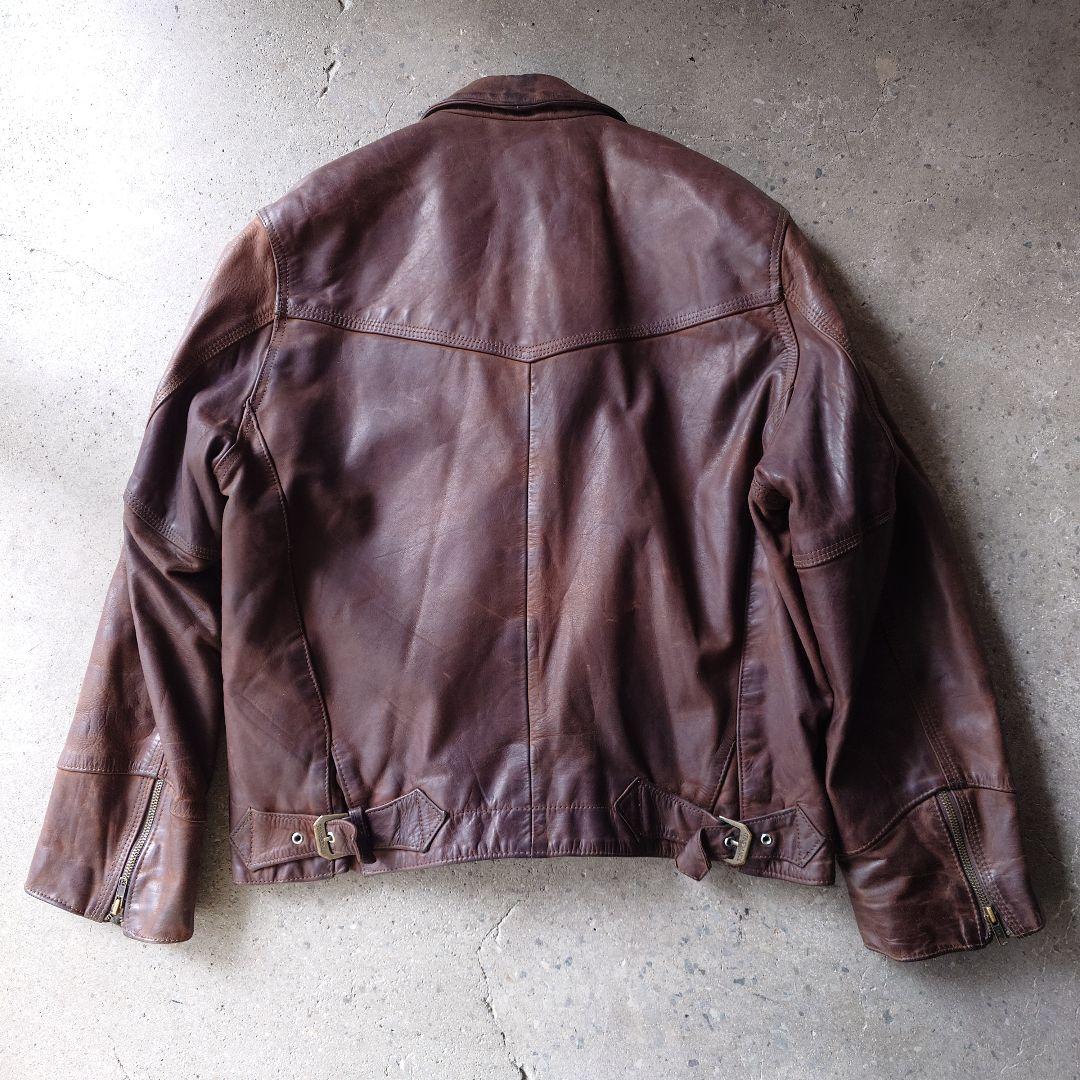 itinerance cowhide military trucker leather jacket L