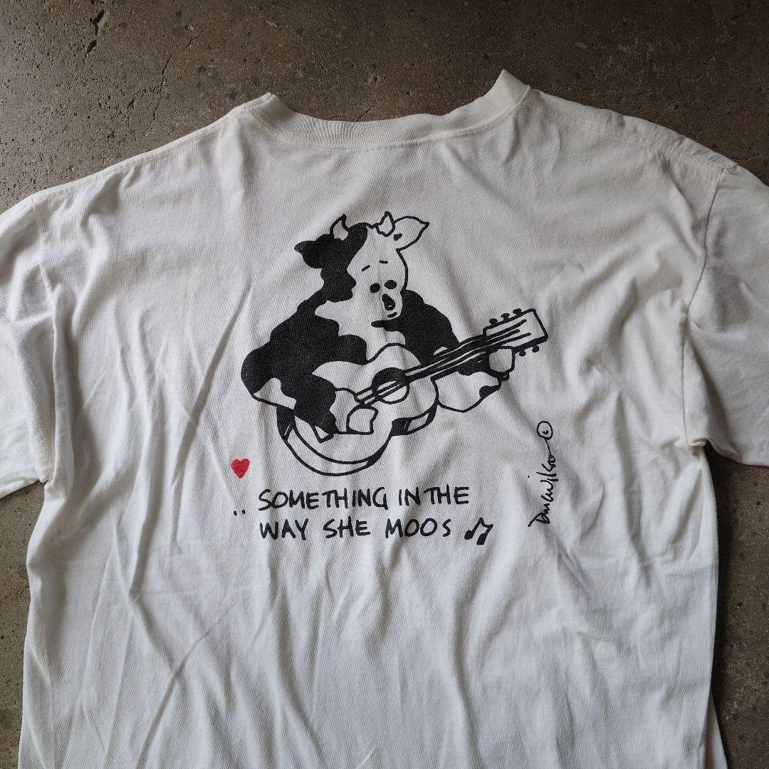 90s single print tee guitar cow XL