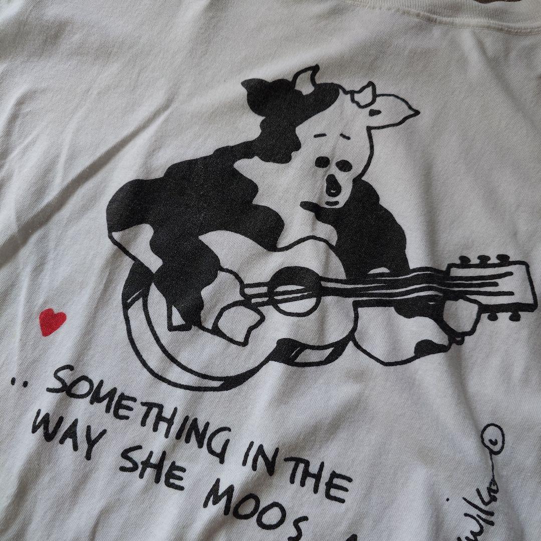 90s single print tee guitar cow XL