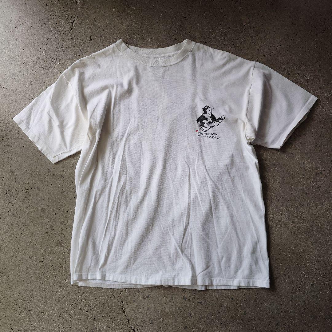 90s single print tee guitar cow XL