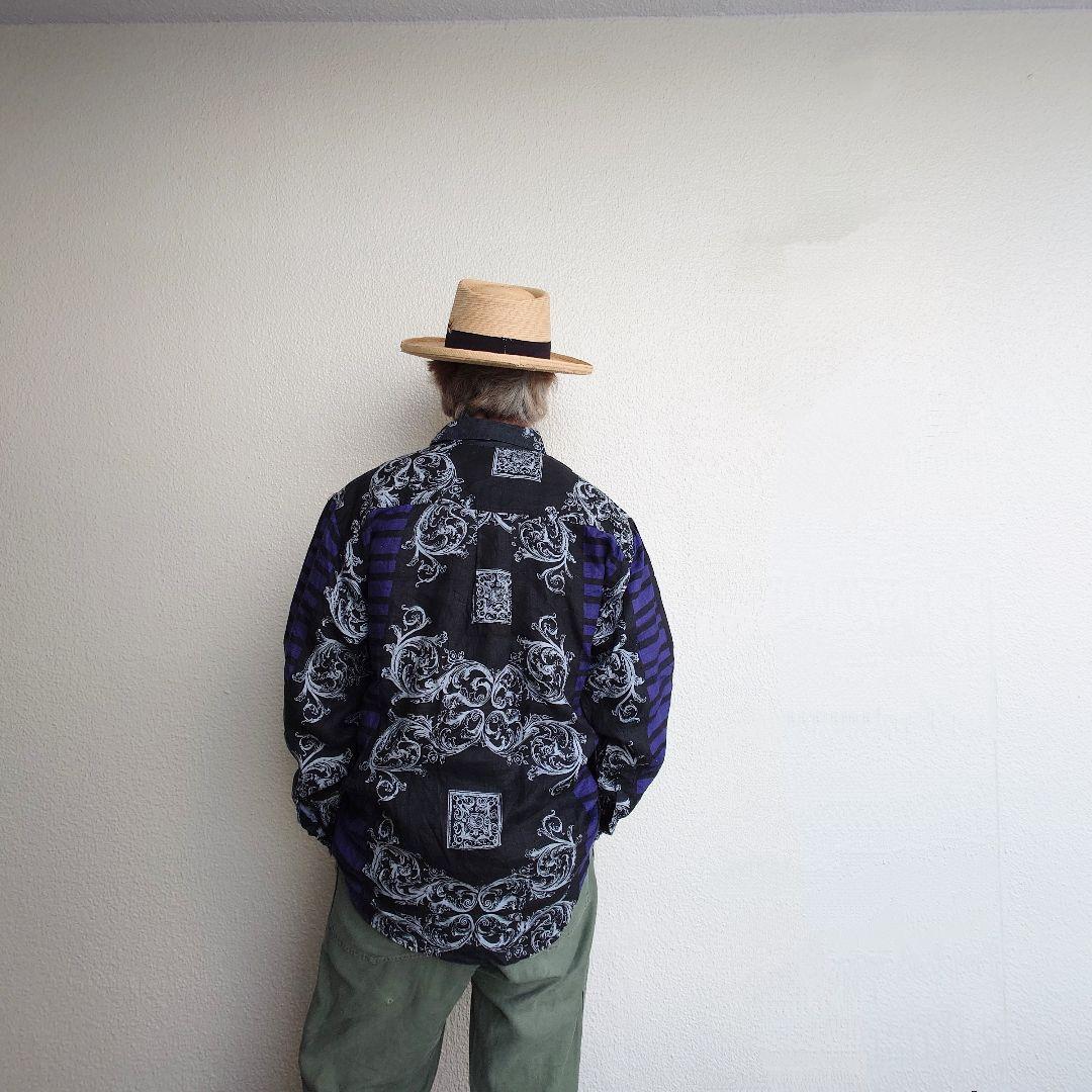 GOOUCH LINEN SHIRTS グーチ デッドストック 麻シャツ 柄シャツ 切り替えデザイン