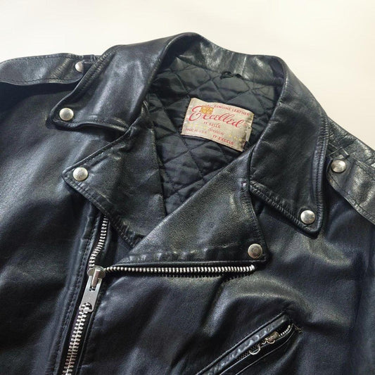 80s EXCELLED Leather double riders jacket sz 46 XL