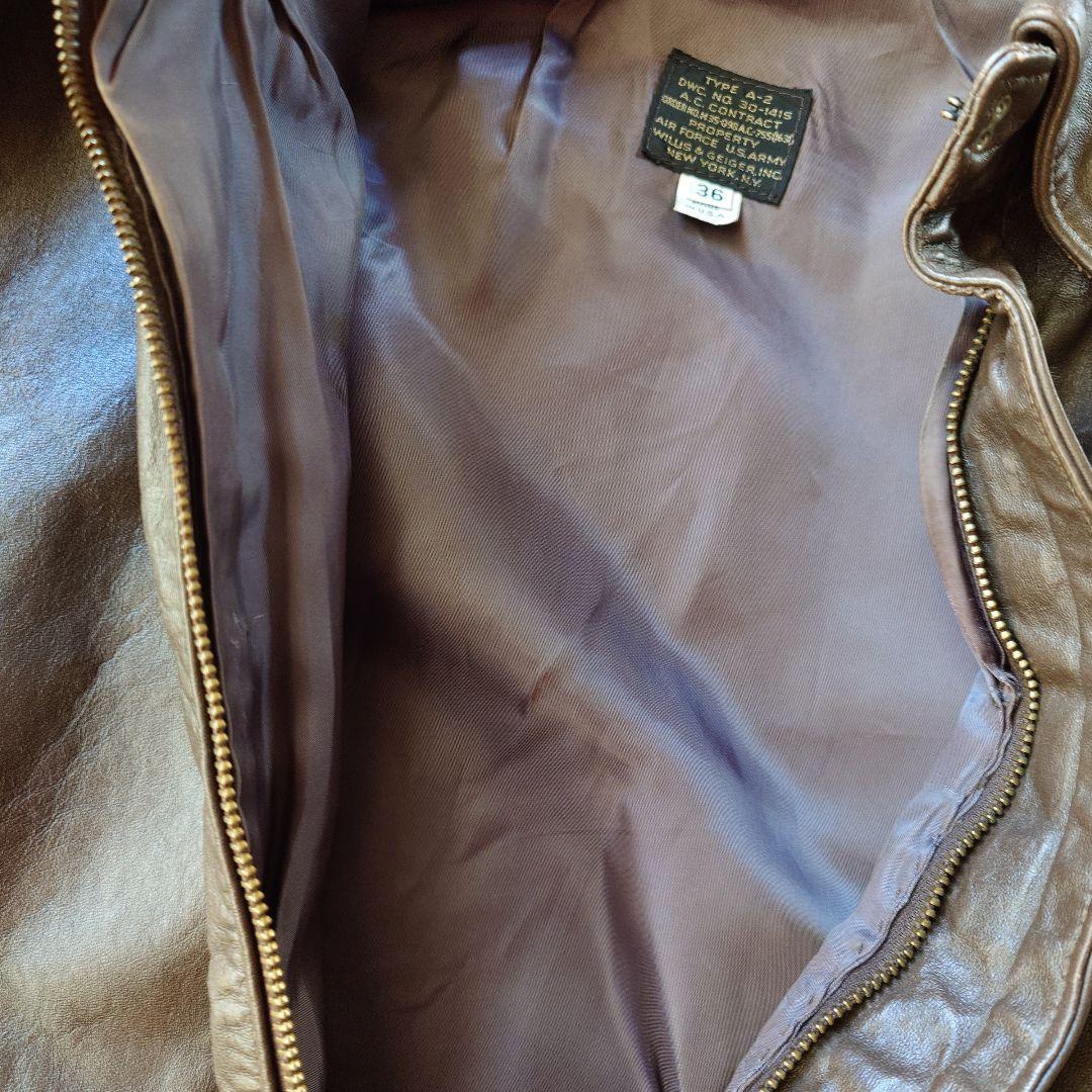 wills&geiger A2 leather jacket horsehide 80s 36inch