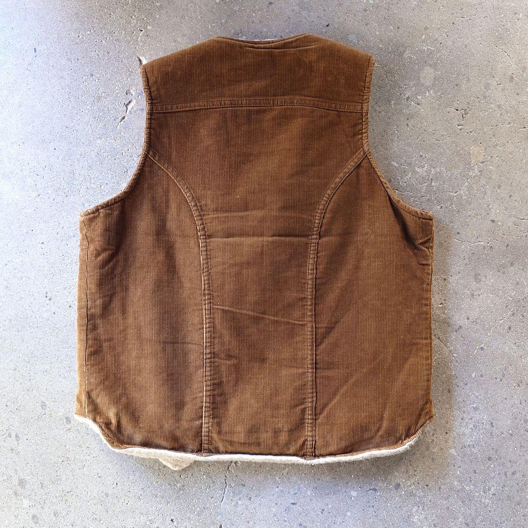 80's Wrangler cords boa vest 80年代 黒タグ ラングラー コーディロイ ランチ ベスト
