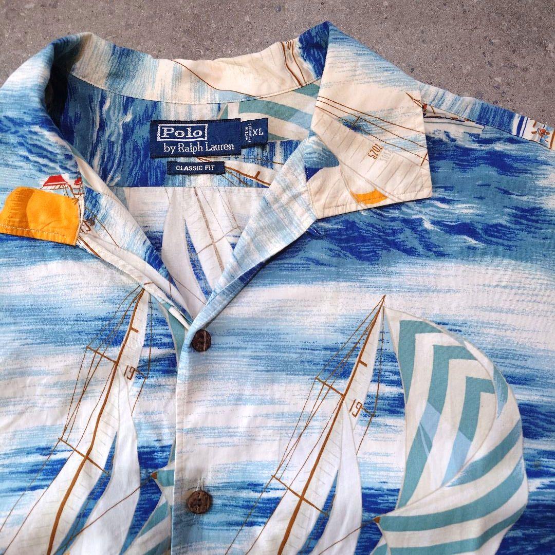 90s polo cotton ALOHA sailer print XL