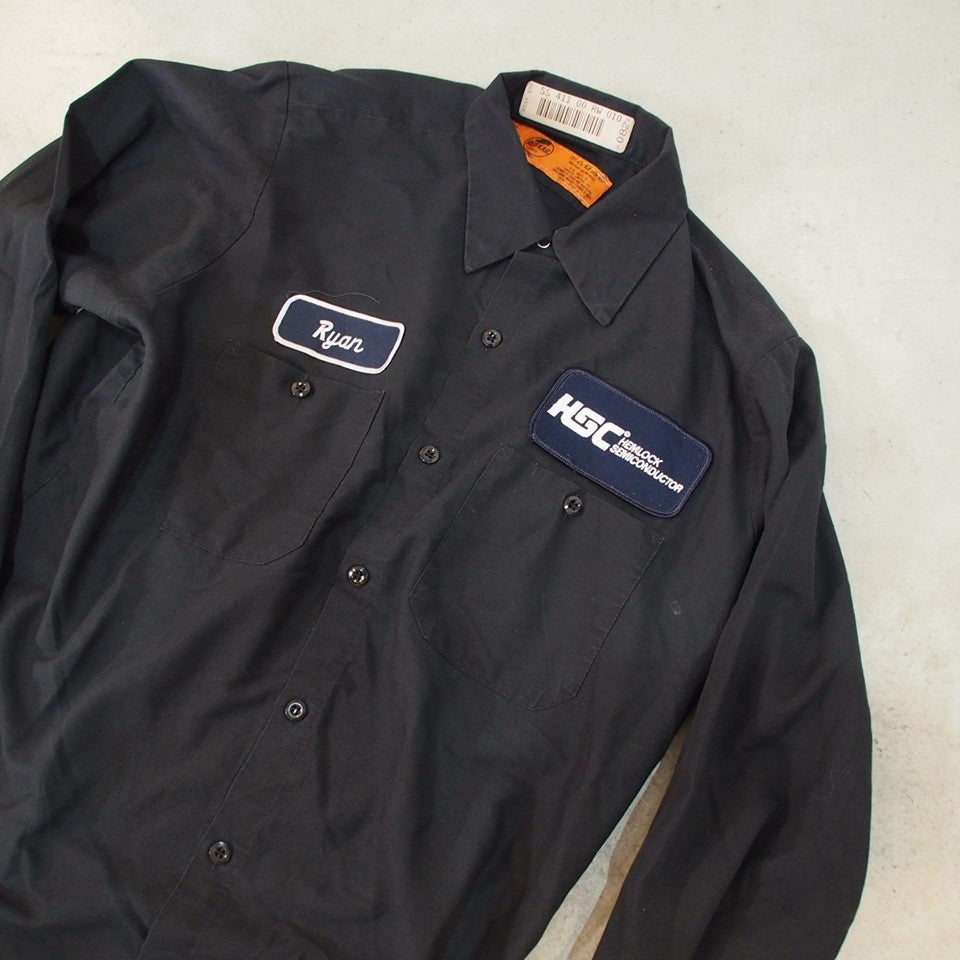REDKAP work wappen shirts M 古着 レッドキャップ ワークシャツ ブラック ワッペン