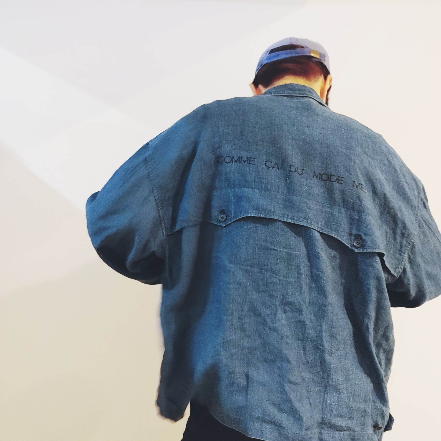 old comme ca du mode indigo linen jacket XL オールド コムサデモード インディゴリネン ジャケット スイングトップ 藍染