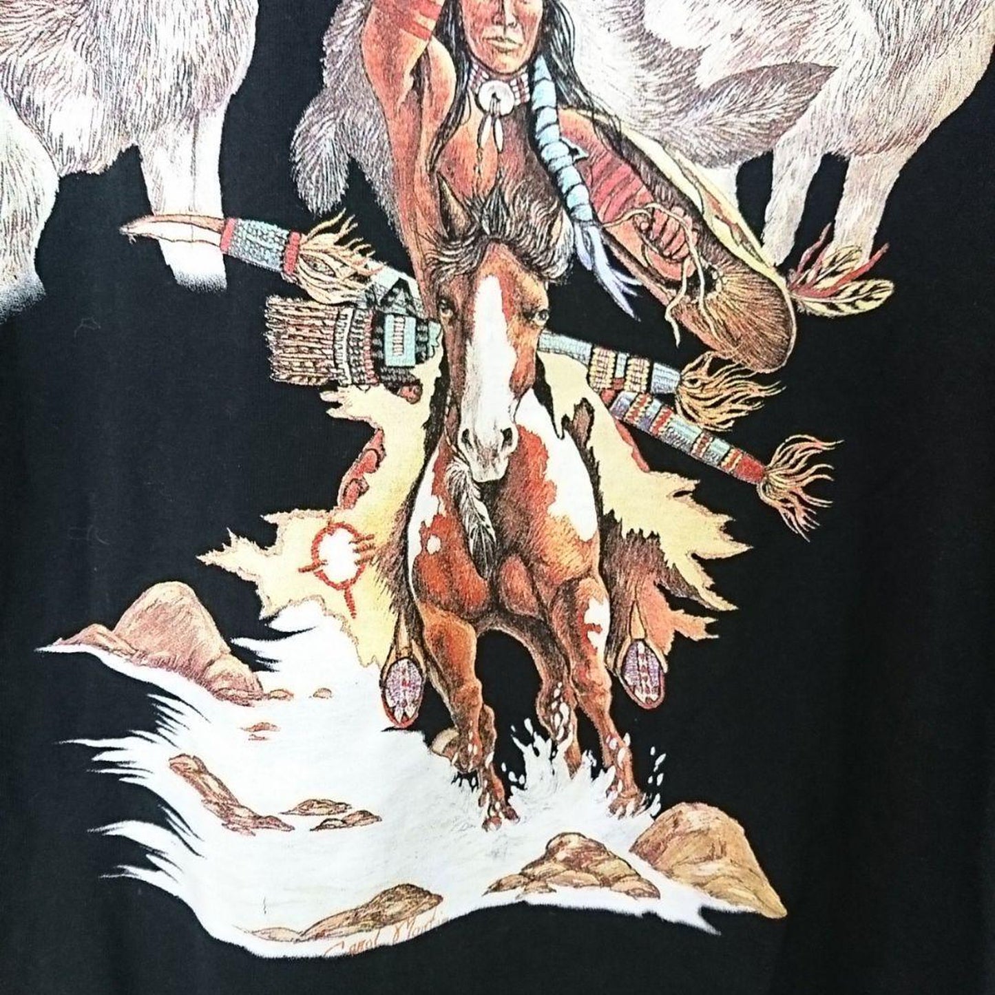 Vintage Native American Print Tee XL Made in USA ネイティブアメリカン プリント