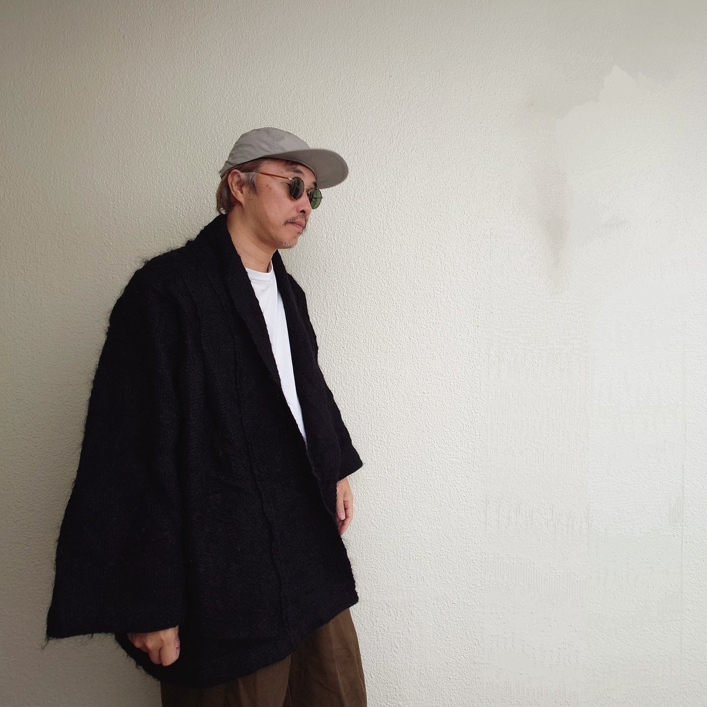 Used Shaggy Mohair Knit Coat 古着　ヘビーシャギーモヘア　カーディガン　　キモノスリーブ　ニットコート　XL
