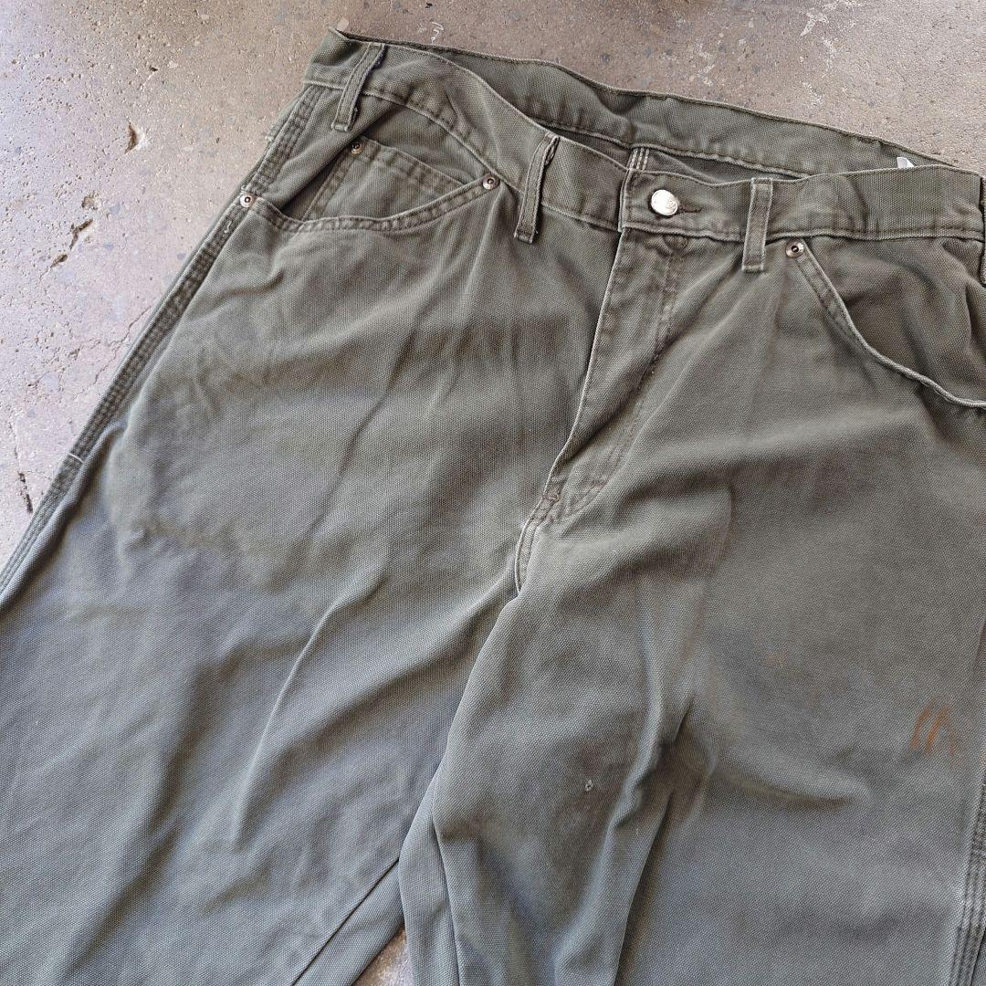dickies work pantsディッキーズ　海外使用　キャンバス　ワークパンツ　ダメージ　ボロ　W34