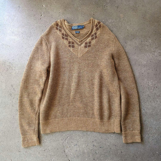 POLORALPH LAUREN　V neck knit linnen&silk used