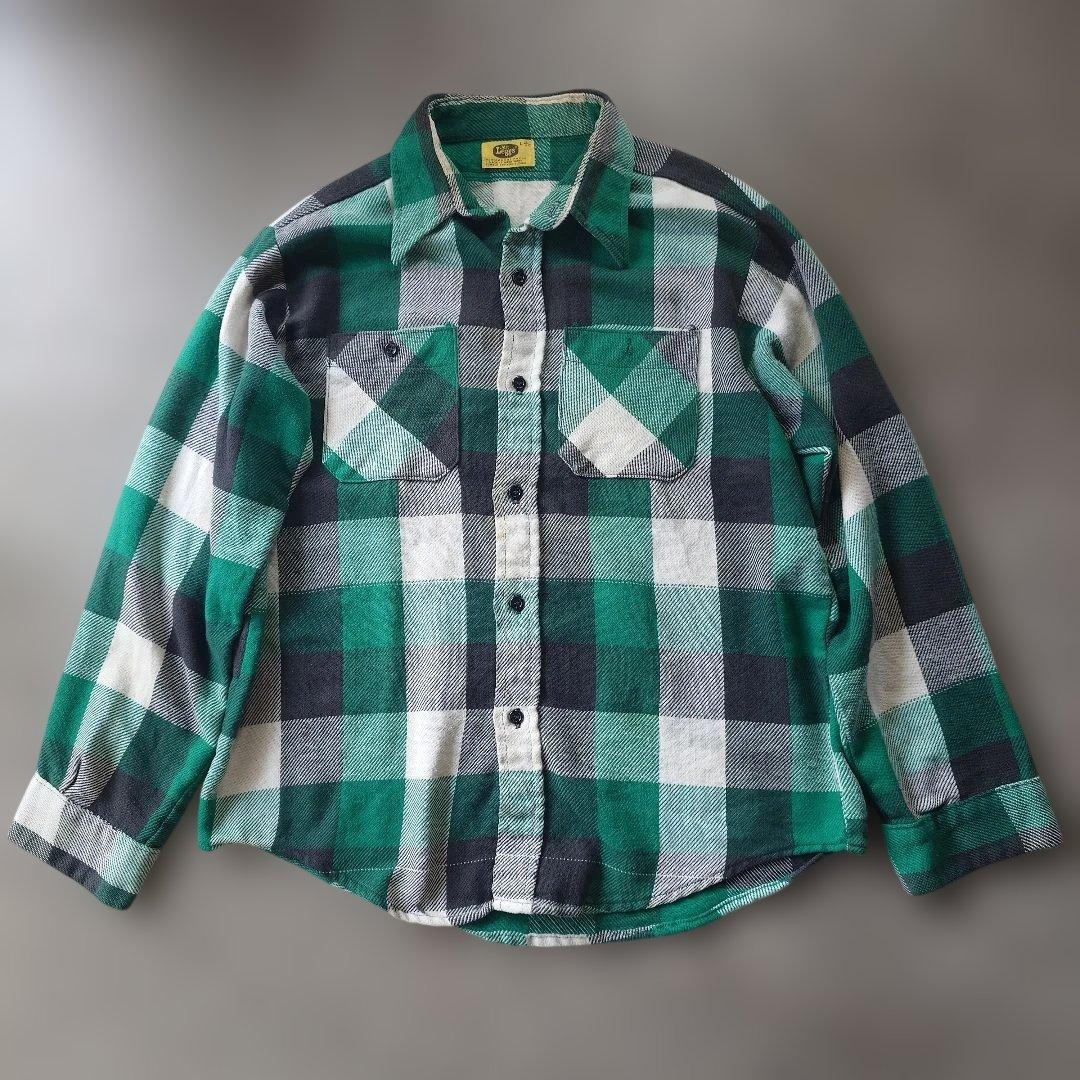 70s Mr. Leggs block check flannel shirts L