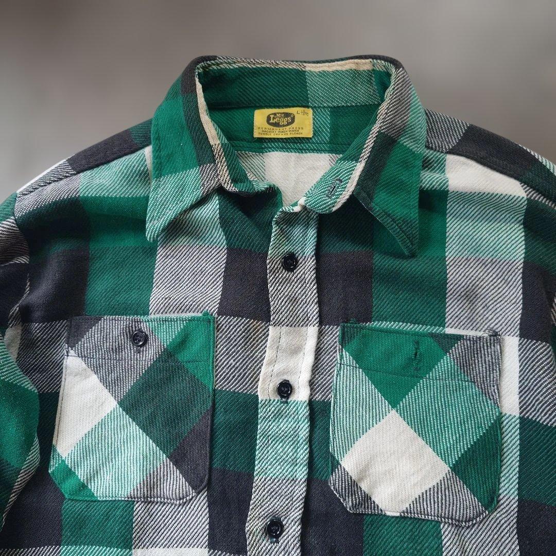 70s Mr. Leggs block check flannel shirts L