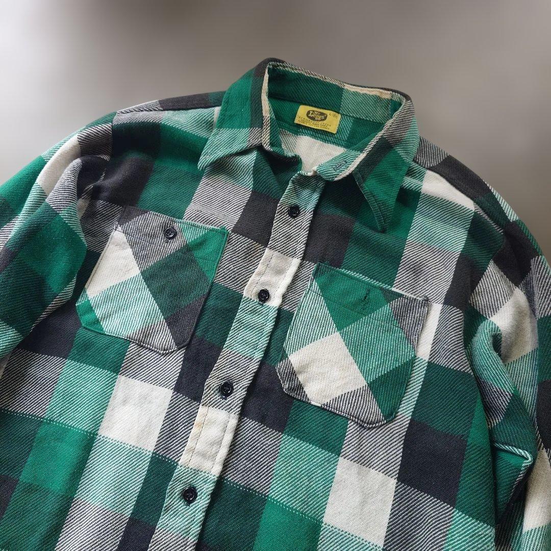 70s Mr. Leggs block check flannel shirts L