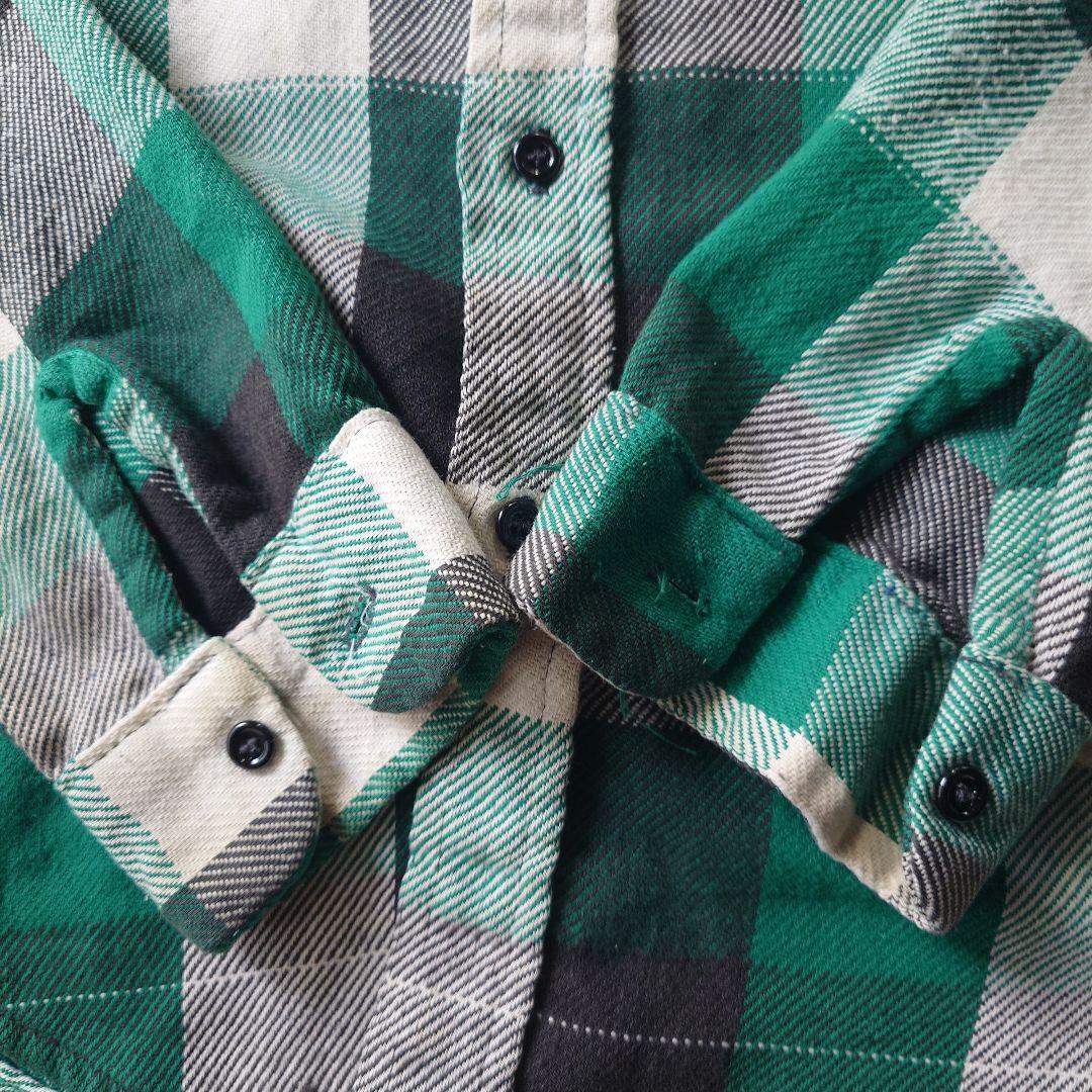 70s Mr. Leggs block check flannel shirts L