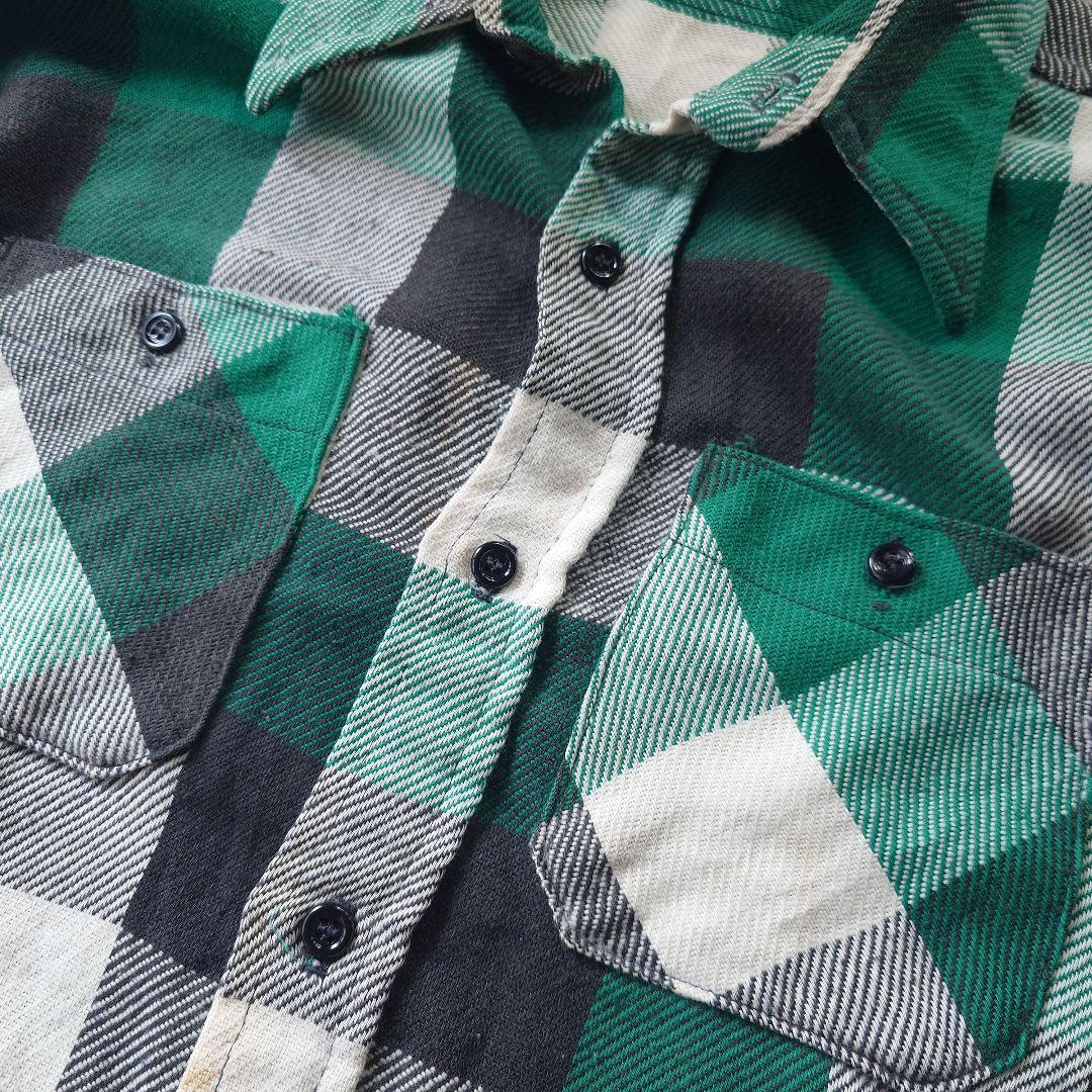 70s Mr. Leggs block check flannel shirts L