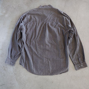 古着 柄シャツ　スタンドカラーシャツ　ノーカラーシャツ 比翼シャツ XL