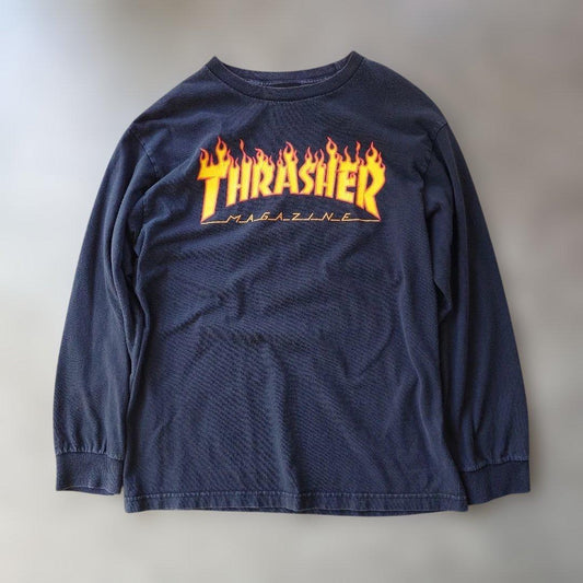 THRASHER fire logo long sleeve tee M