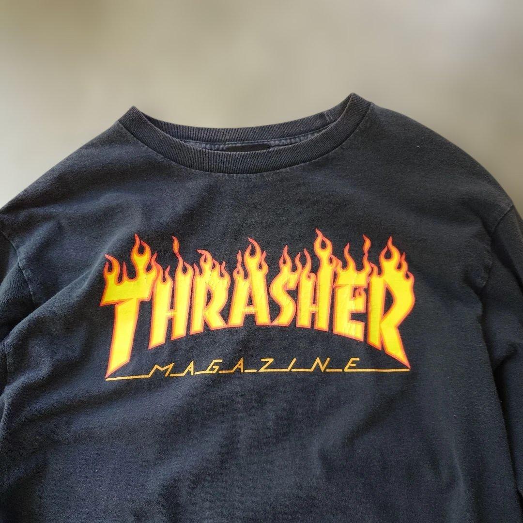 THRASHER fire logo long sleeve tee M