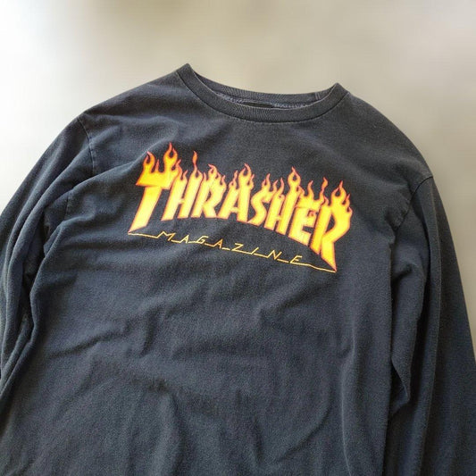 THRASHER fire logo long sleeve tee M